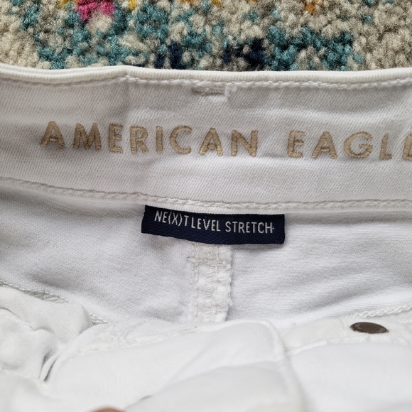 COPY - American Eagle High Rise Shortie Next Level Stretch White Distressed Sho… - Picture 2 of 9
